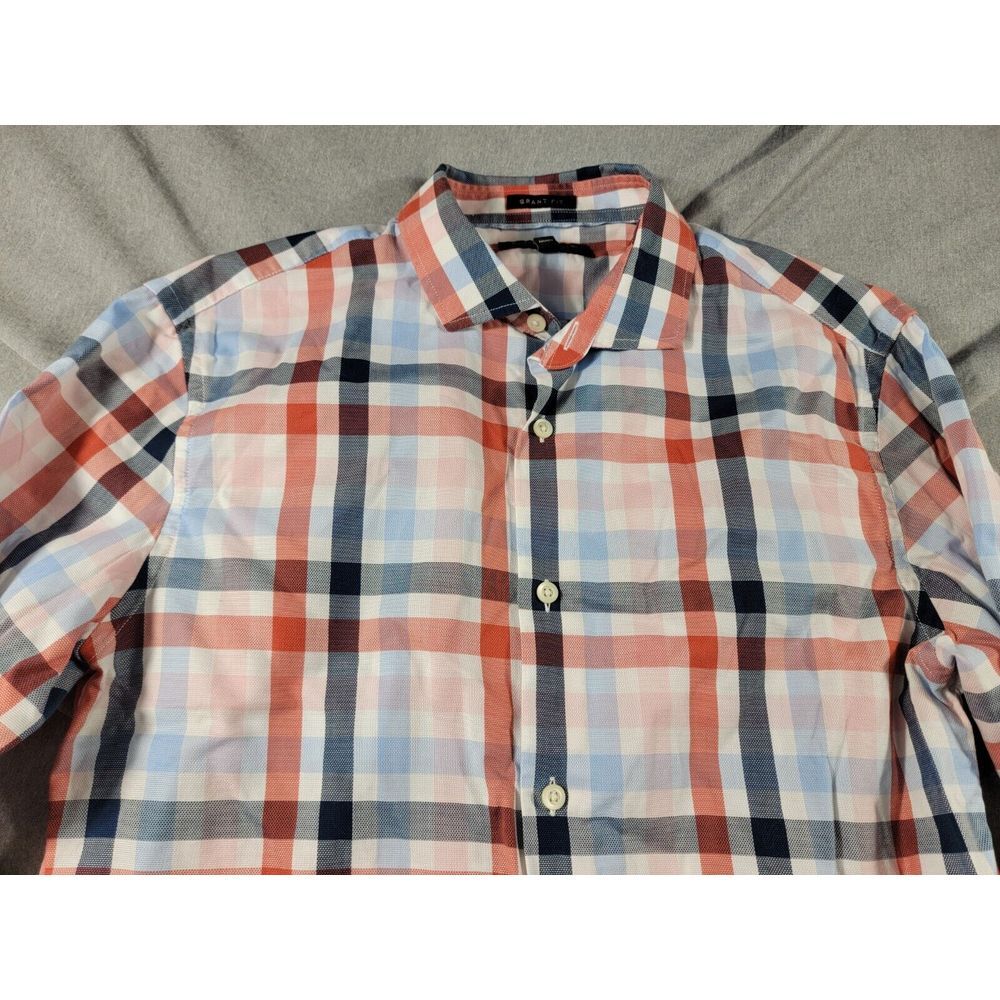 Banana Republic Button Up Shirt Mens Medium Plaid Grant Fit L/S Supmia Cotton
